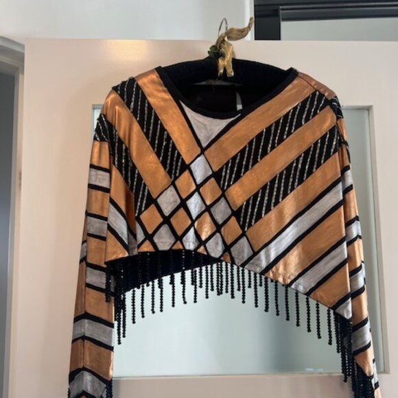 Hand painted Shawl/Poncho with sequins and beads, Small - Medium - Picture 2 of 8